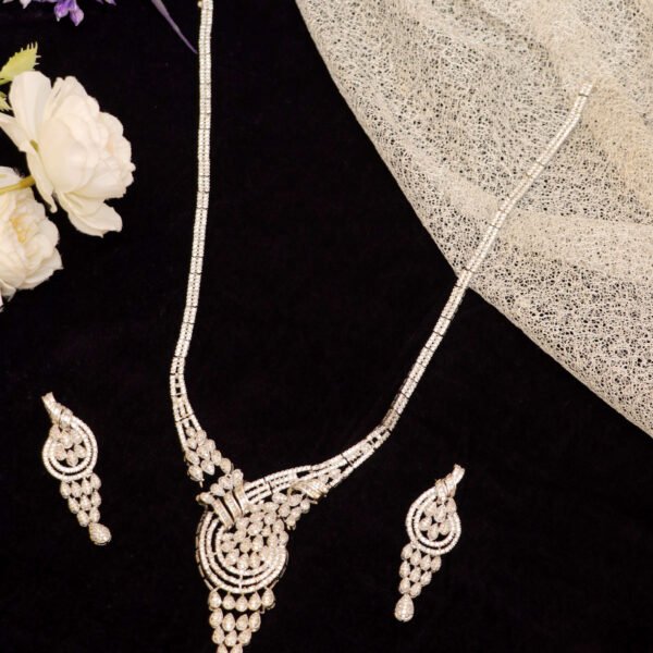 Dazzling White Elegance Party Jewellery Set for Rent - Sparkle in Style!