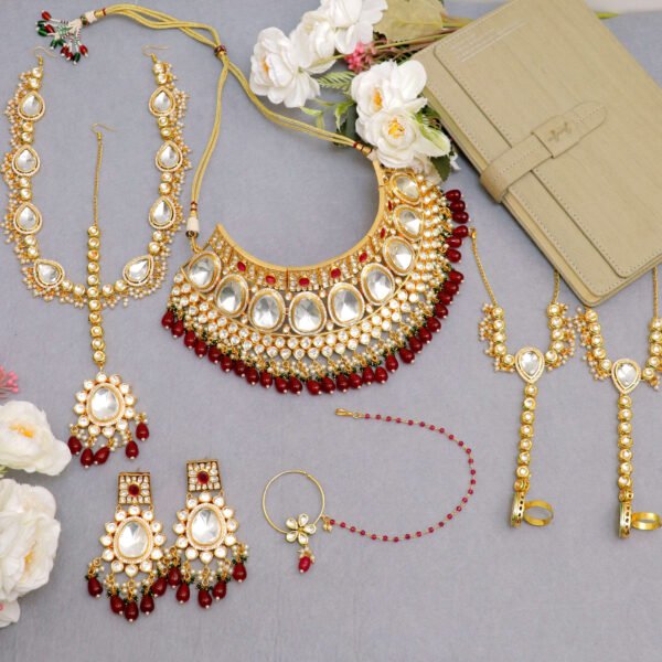 Ethereal Ruby Panna Bridal Jewellery Set for Rent - A Symphony of Elegance