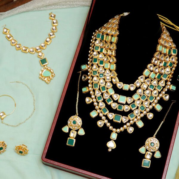 Parineeti's Enchanting Pastel Green Bridal Jewellery Set for Rent - Be a Vision of Elegance!